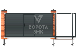 Откатные ворота 2800×2000 из сэндвич панелей ЗМК-7843