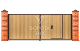 Ворота деревянные распашные с калиткой 2000×2500 ЗМК-5276